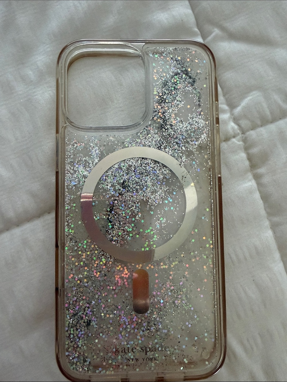 iPhone 16 pro Max/15 spade Clear Glitter MagSafe iPhone Case in Silver Holograp